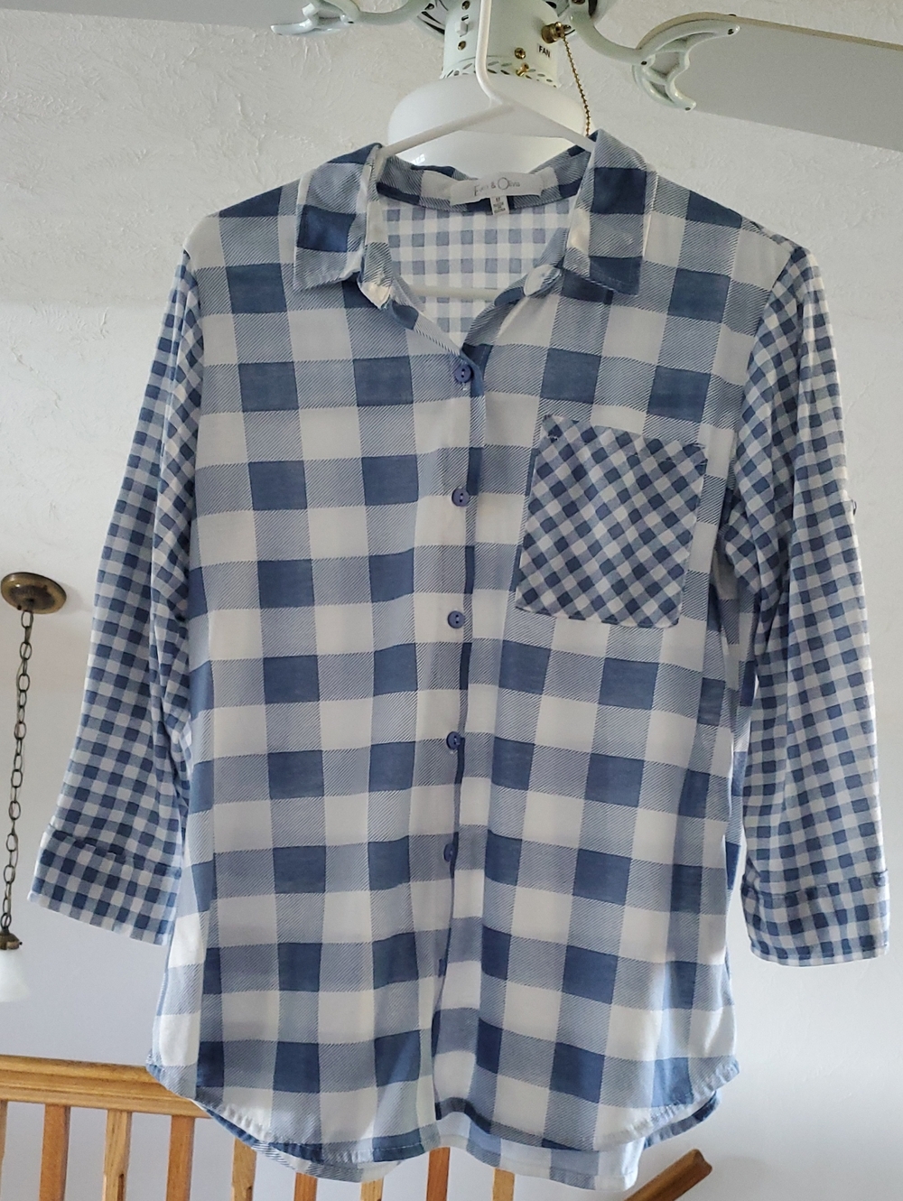 Eden & Olivia Blue and White Plaid Button-Down Shirt